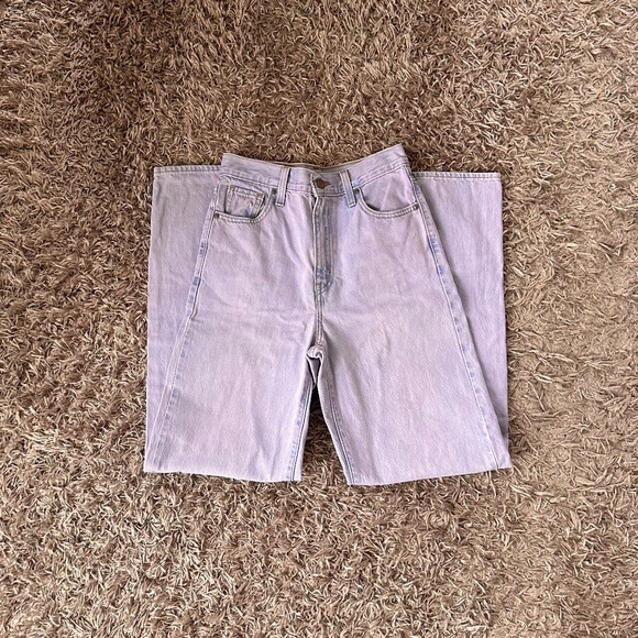 Levi's High Waisted Pale Pink Wash Straight Jeans - Picture 4 of 5